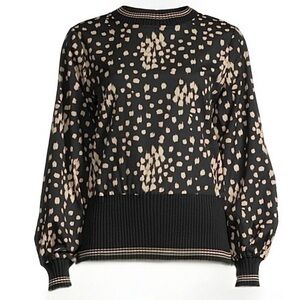 🧥🍁 FRENCH CONNECTION Lynx Mahi Print Sweater | Preppy Fall Must Have Knit, Sz L